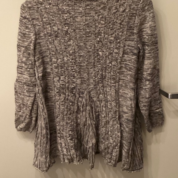 NIC + ZOE Womens Knit Cardigan Size Small Petite PS Gray Tan Marled Snap Closure - Picture 4 of 12